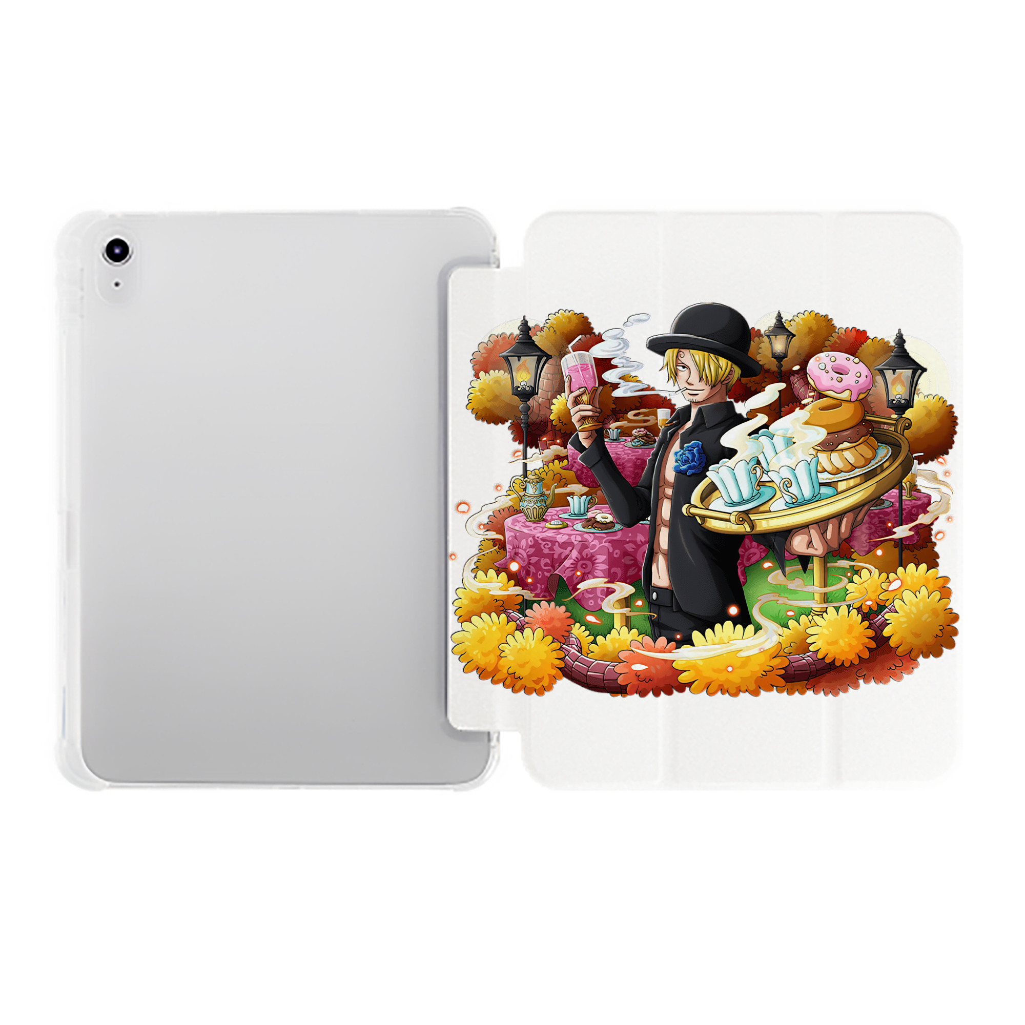 （画像用） ワンピース サンジ ONE PIECE Sanji IPad ケース ペン収納付き 三つ折りスタンド PUレザー×シリコン 対応機種9.5/10.5/10.9インチ